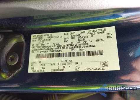 2015 Ford F-150 Xlt from USA, damaged, VIN 1FTEW1EF1FKE63690